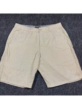 Hang Ten Mens 36 Khaki Shorts Tan Chino Flat Front Stretch Golf Casual 10"